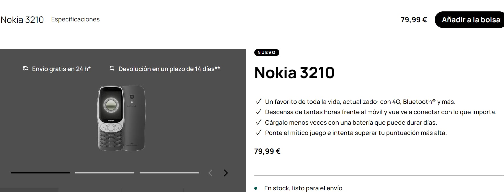 El nuevo Nokia 3210 está disponible en tres colores diferentes. (HMD)