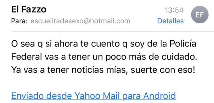 El mail que recibió Celeste González y que la alertó para hacer la denuncia pública
