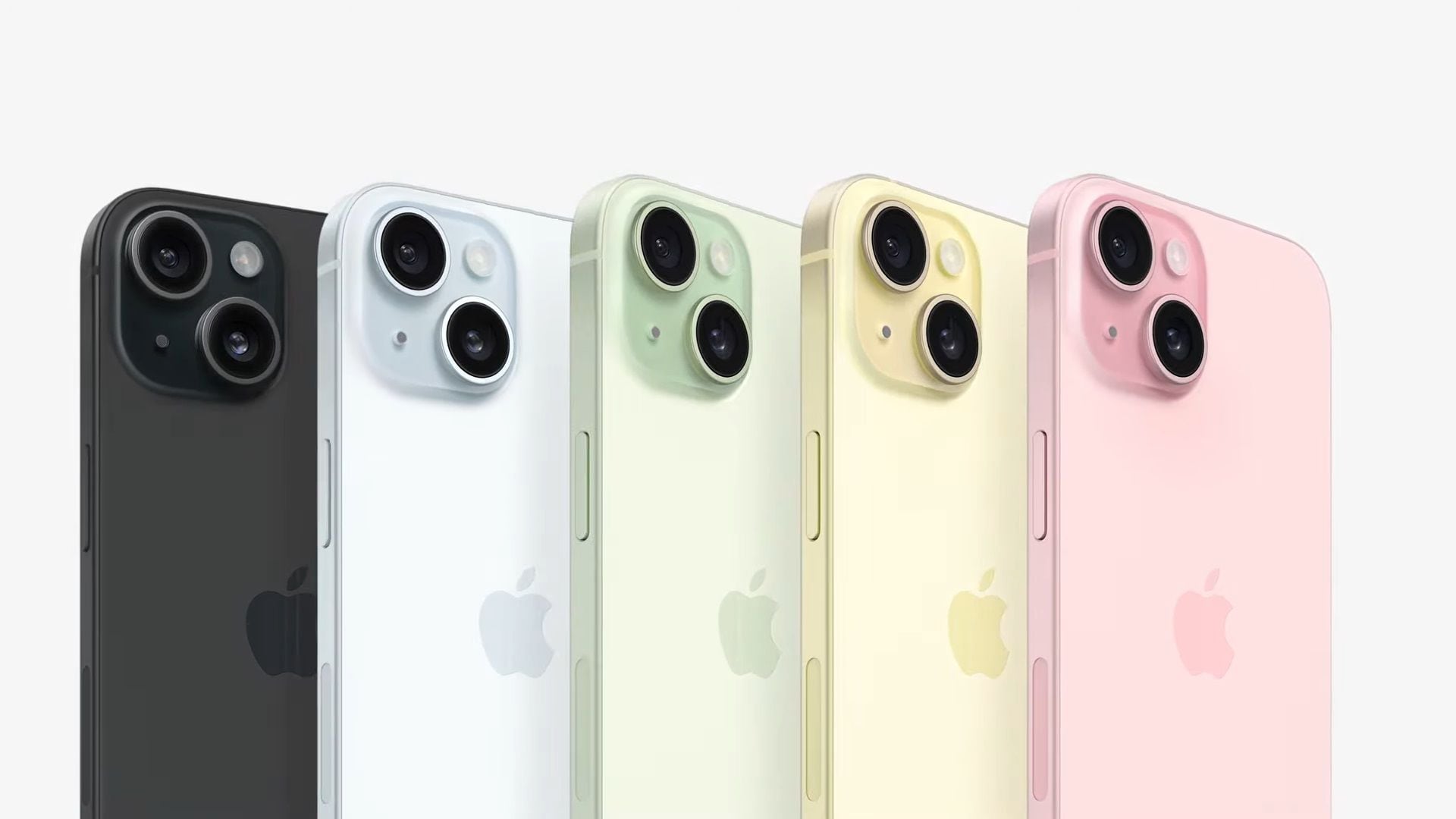 Colores de iPhone 15 y iPhone 15 Plus, que tendrán una pantalla de 6.1 y 6.7 pulgadas respectivamente. (Apple)