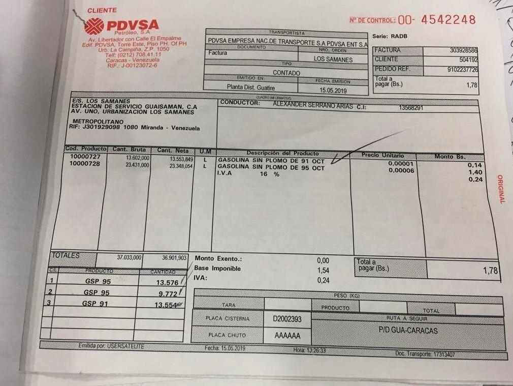 La suma que se paga por combustible en Venezuela es ínfima.