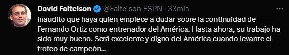 Faitelson adelantó que Ortiz puede ser campeón con las Águilas (Twitter/@Faitelson_ESPN)