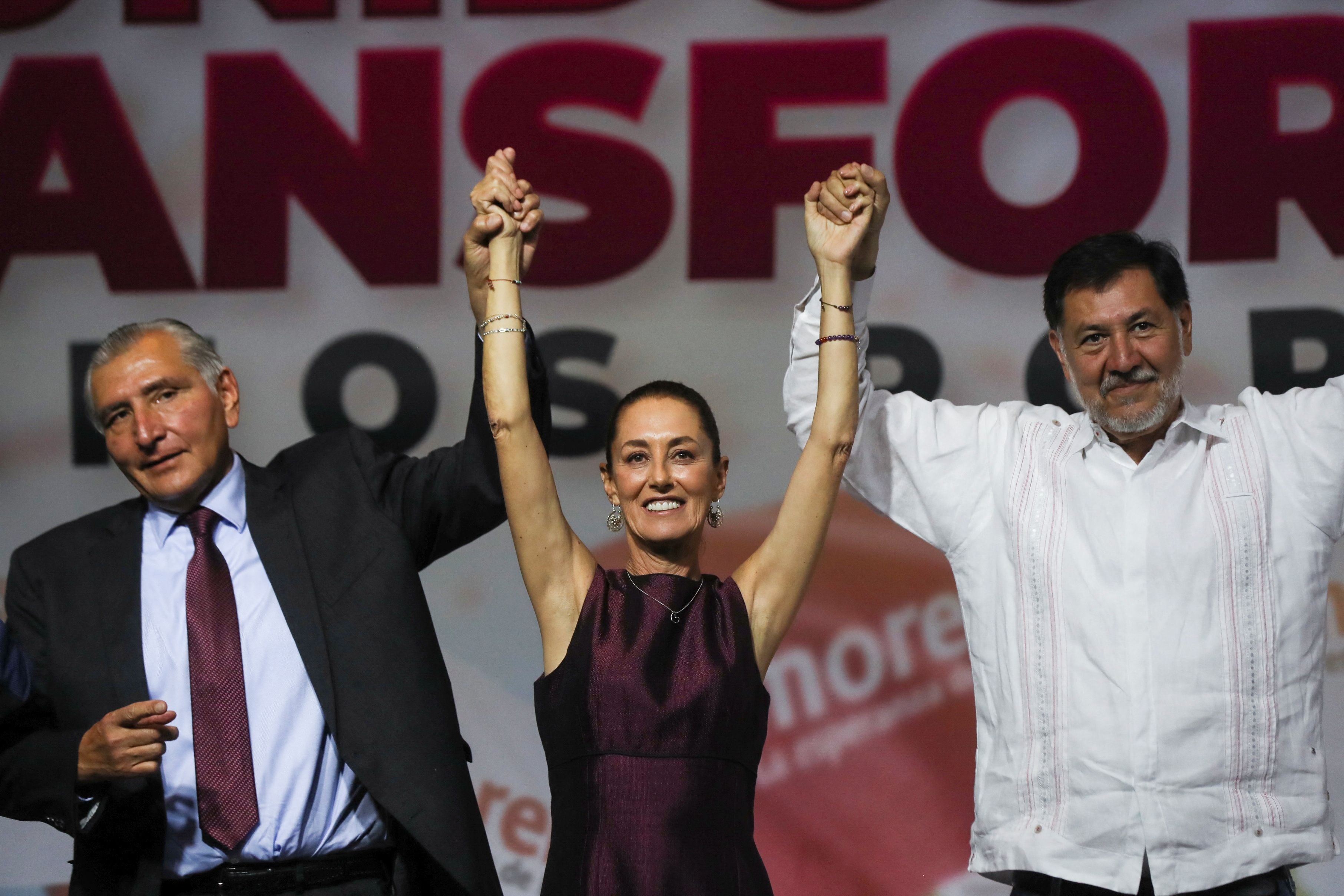 Aspirantes a candidato presidencial reconocen el triunfo de Claudia Sheinbaum en el proceso interno de Morena. REUTERS/Raquel Cunha