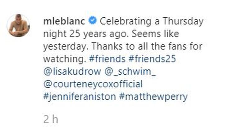 Matt LeBlanc, quien por 10 temporadas dio vida a Joey Tribbiani, dijo: “Parece que fue ayer. Gracias a todos los fanáticos por mirar”. (Foto: Instagram)