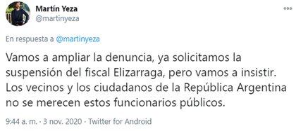 El intendente Yeza solicitó la suspensión del fiscal Elizarraga