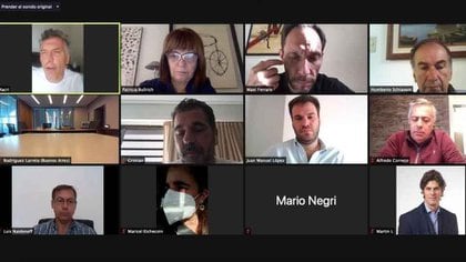 Una reunión virtual de los integrantes de Juntos por el Cambio