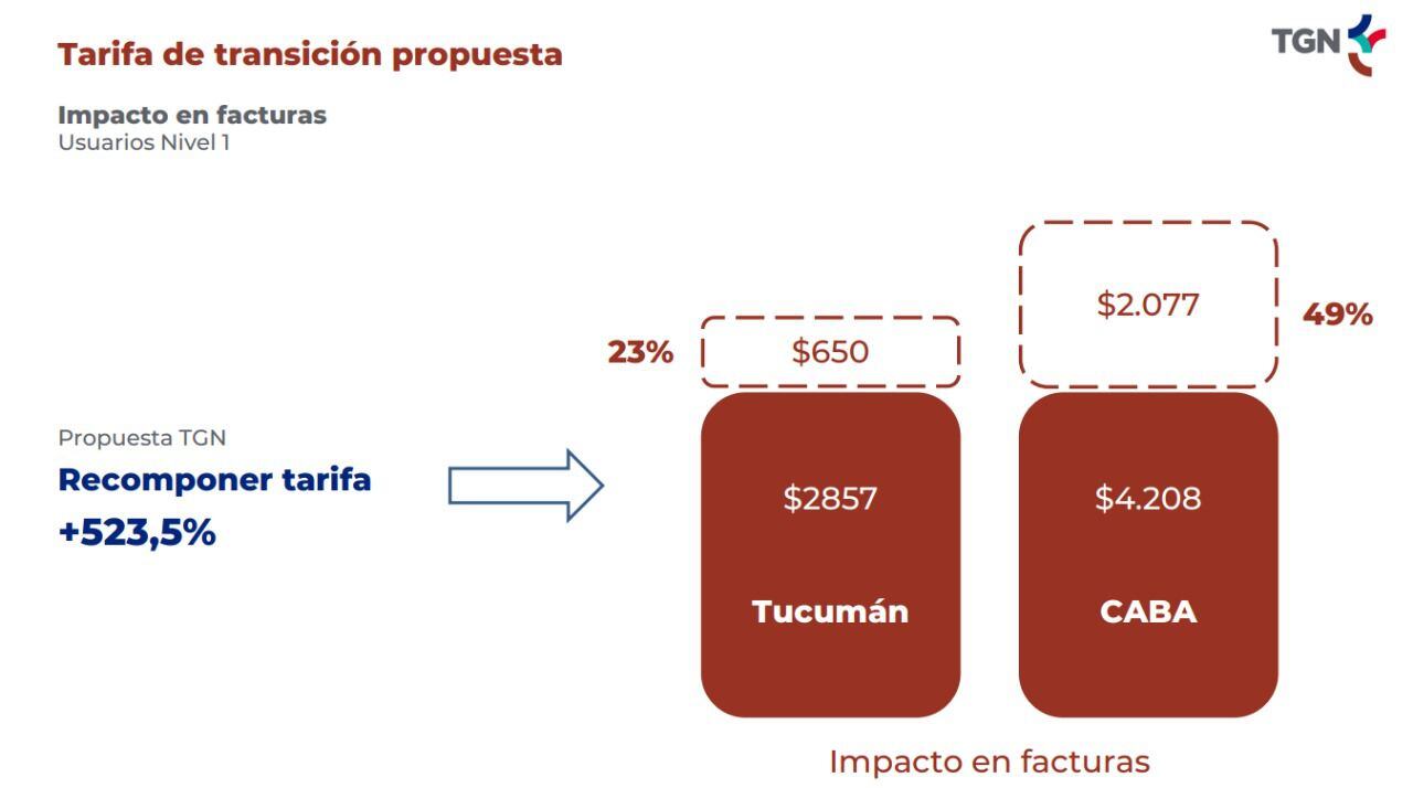 TGN pidió un aumento de 523,5% para su tarifa de transporte de gas