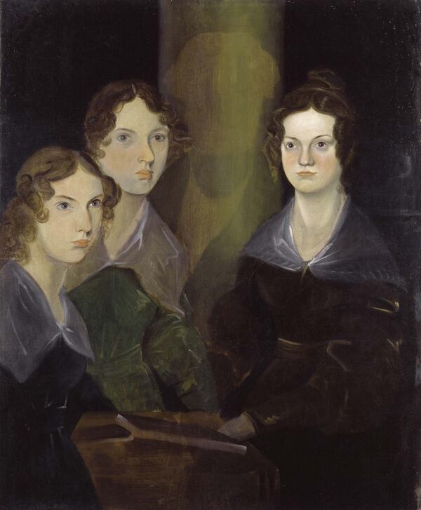 Las hermanas Brontë (Anne, Emily y Charlotte) en una pintura de su hermano Branwell de 1834
