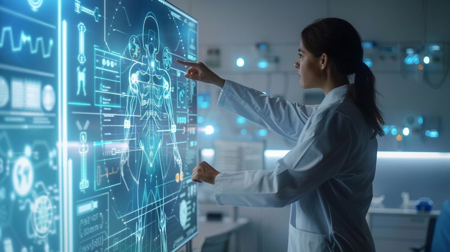 médica analizando con tecnología futurista un estudio de un paciente -  (Imagen Ilustrativa Infobae)