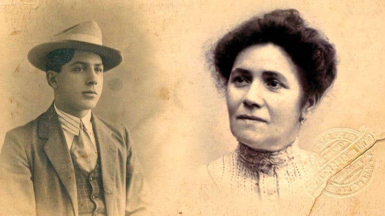 Carlos Gardel y su madre Bertha Gardes, 1904 aprox. (Recreación)