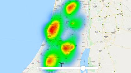 Mapa de calor de Diagnostic Robotics sobre el COVID-19 en Israel