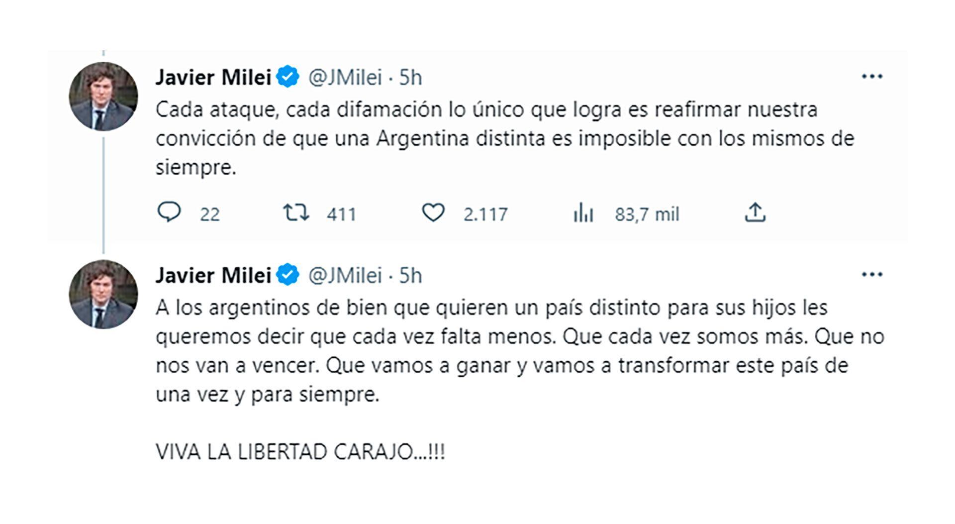 Hilo tweets Milei