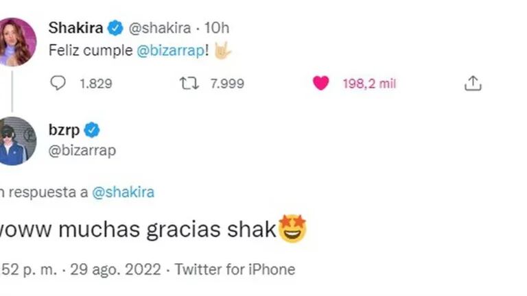  Este fue el primer cruce de mensajes entre Shakira y Bizarrap que dejaron en evidencia su amistad. @bizarrap/Twitter 
