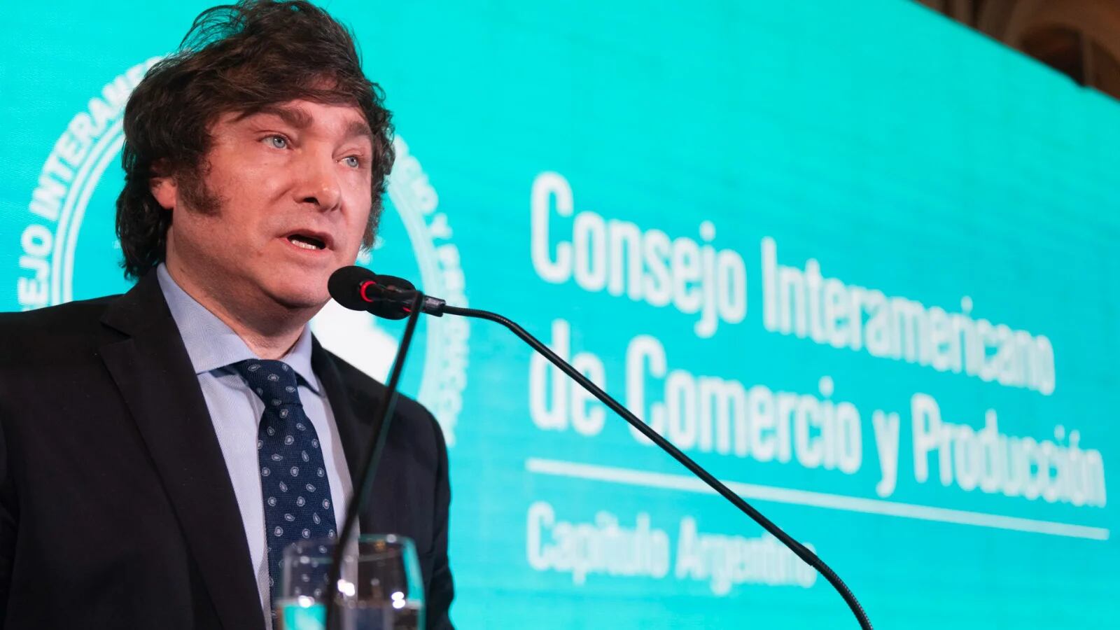 Milei habló ante los empresarios más encumbrados de la Argentina que integran el CICyP (foto Adrián Escandar)