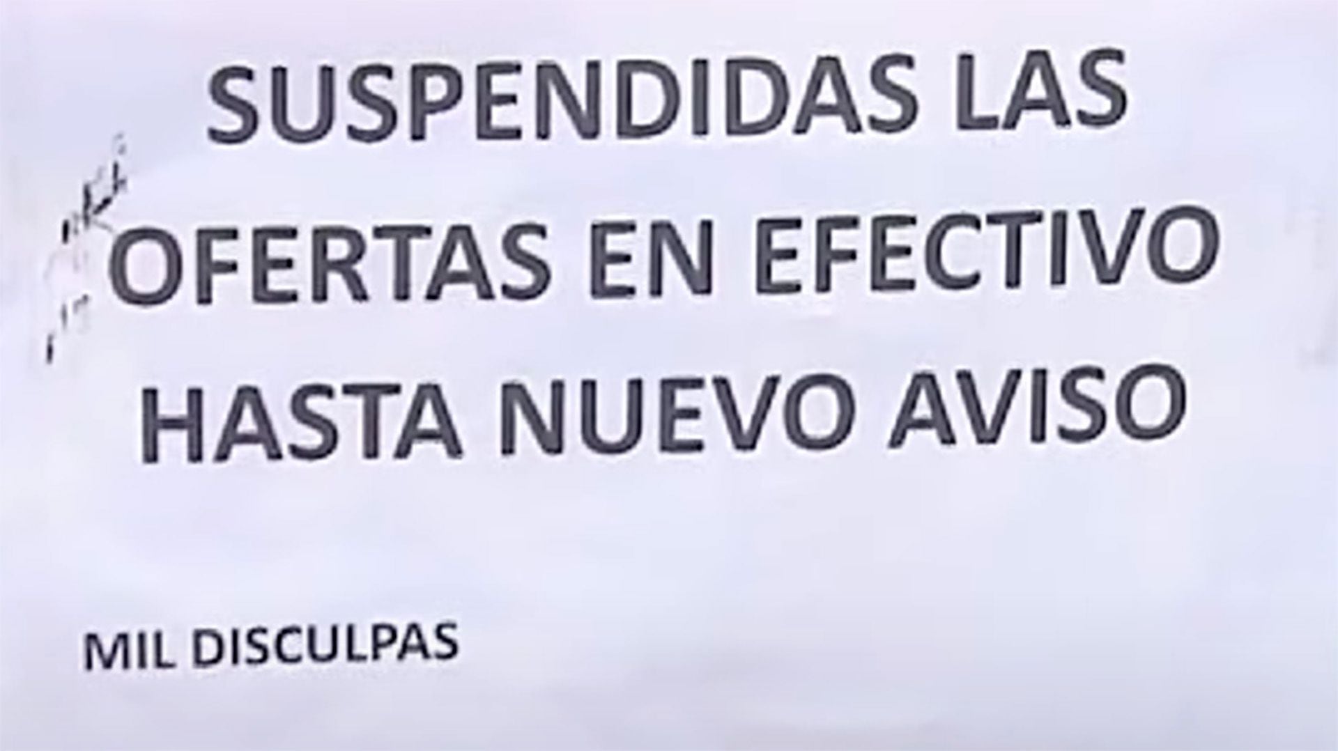 Comercios que avisan que se suspendieron las ofertas