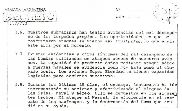 El documento confidencial de vicealmirante Lombardo para la Junta Militar