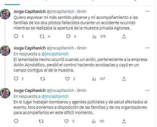 El mensaje de Capitanich en redes sociales tras el accidente