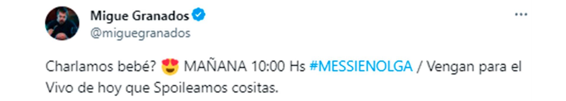 El tuit de Migue Granados que acompañó el video con Lionel Messi