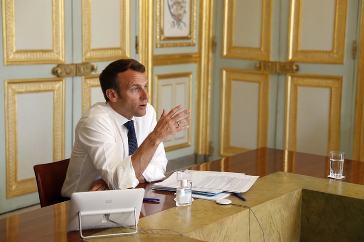 Presidente de Francia Emmanuel Macron en una conferencia 