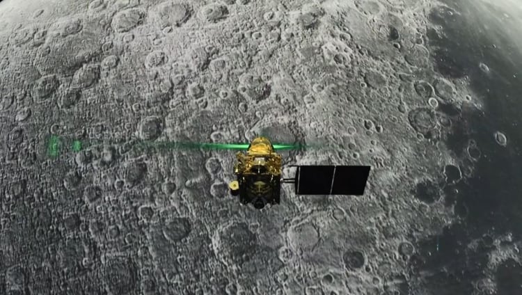 La sonda Vikram Lander ante de su frustrado descenso en la superficie lunar (ISRO/AFP)