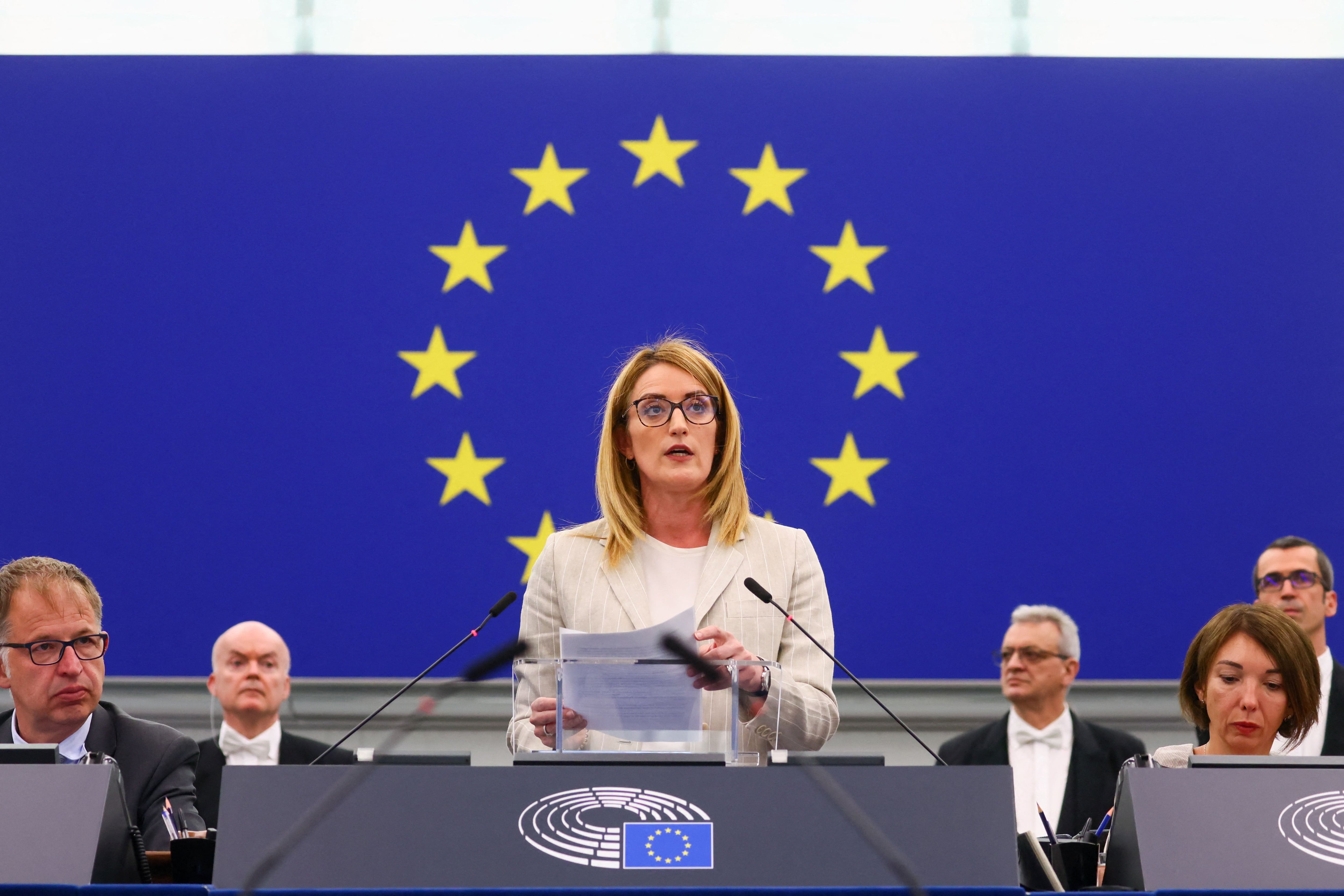 La Presidenta del Parlamento Europeo, Roberta Metsola. REUTERS/Yves Herman