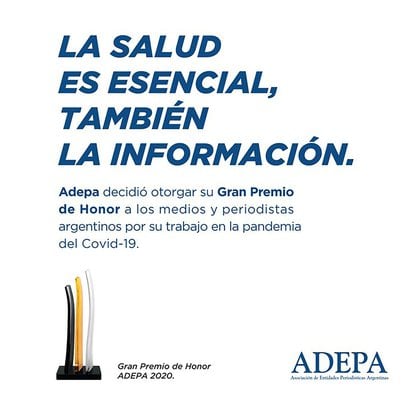 El flyer que difundió Adepa previo a entregar el Gran Premio de Honor 2020