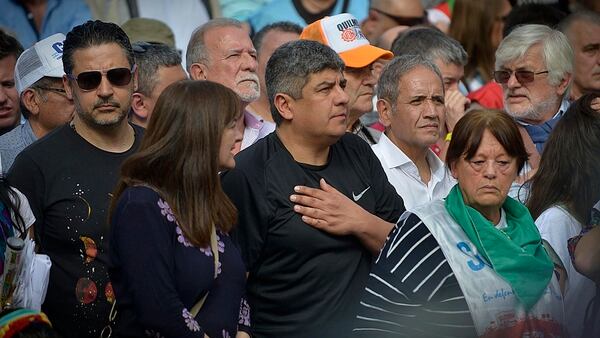 Pablo Moyano durante el acto de ayer