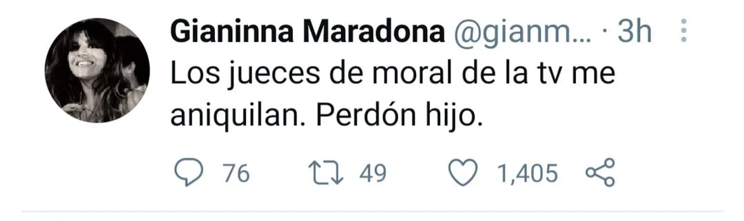 El tuit de Gianinna