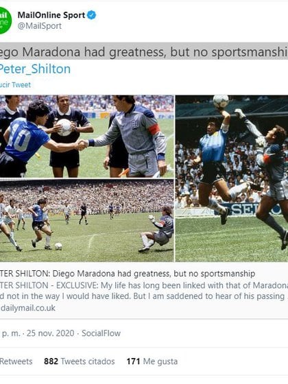 La inoportuna crítica de Peter Shilton horas después de la muerte de  Maradona - Infobae