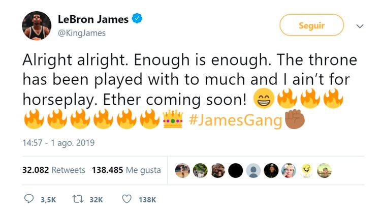 El tuit de LeBron James
