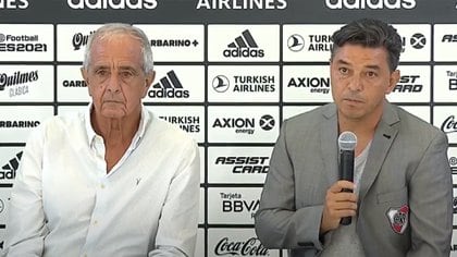 El presidente de River, Rodolfo D'Onofrio, y Marcelo Gallardo