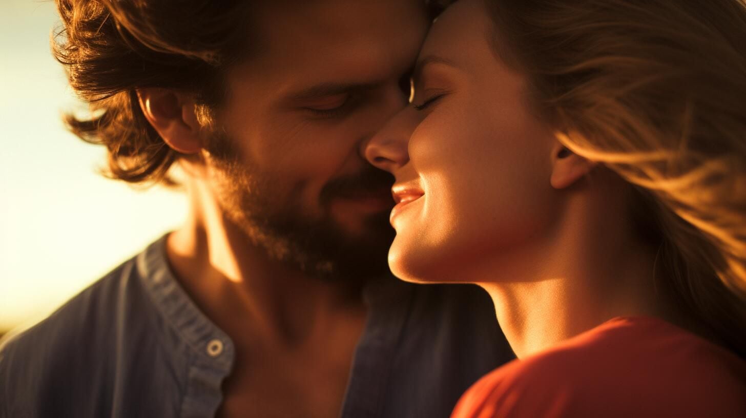 Imagen conmovedora de una pareja a punto de besarse, expresando su amor y complicidad en una escena que captura la belleza de las relaciones, el enamoramiento y la conexión íntima. (Imagen Ilustrativa Infobae)