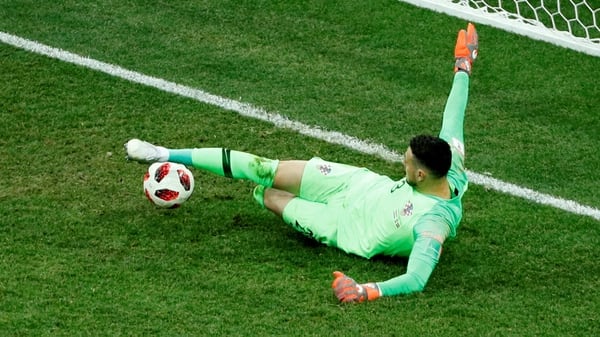 Soccer Football – World Cup – Round of 16 – Croatia vs Denmark – Nizhny Novgorod Stadium, Nizhny Novgorod, Russia – July 1, 2018 Denmark’s Nicolai Jorgensen has his penalty saved during the shootout by Croatia’s Danijel Subasic REUTERS/Max Rossi