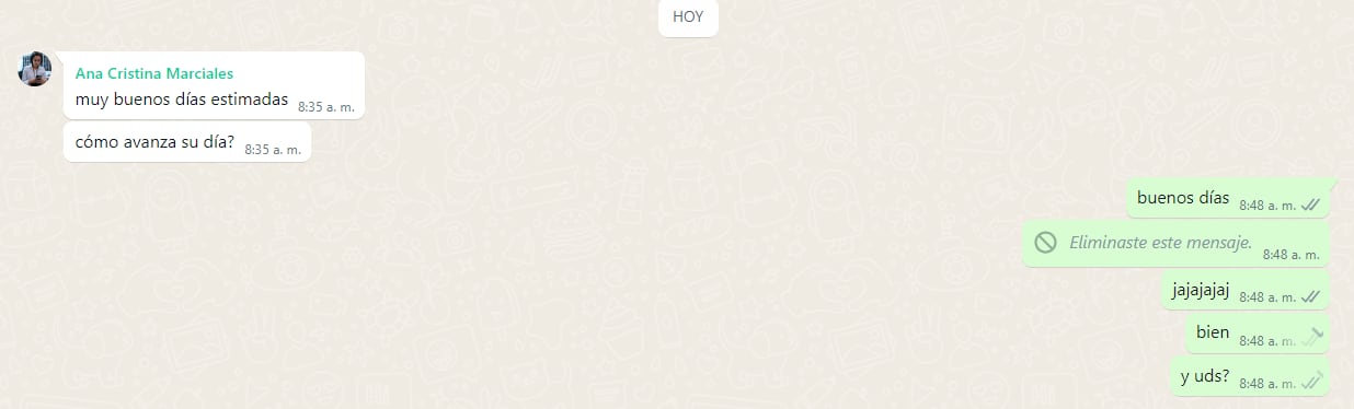 El anuncio de que un mensaje se eliminó para todos siempre permanecerá en el chat. (WhatsApp)