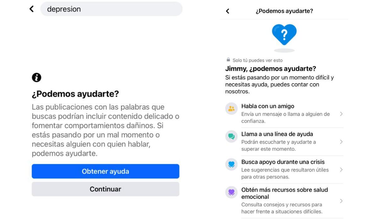 Facebook tiene una función para ayudar a personas con depresión.