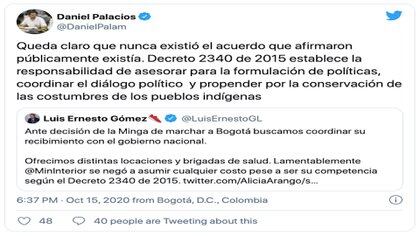 Daniel Palacios, Viceministro del Interior / (Twitter: @DanielPalam).