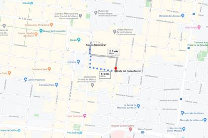 El cuerpo fue encontrado en la calle de Correo Mayor a escasos pasos de Palacio Nacional (Gooogle Maps)