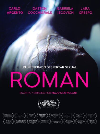 El afiche de Román, con parte de los festivales donde se presentó