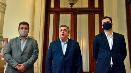 Cristian Ritondo, Mario Negri y Juan Manuel López, los presidentes de los bloques de JxC que negocian el cambio del cronograma electoral