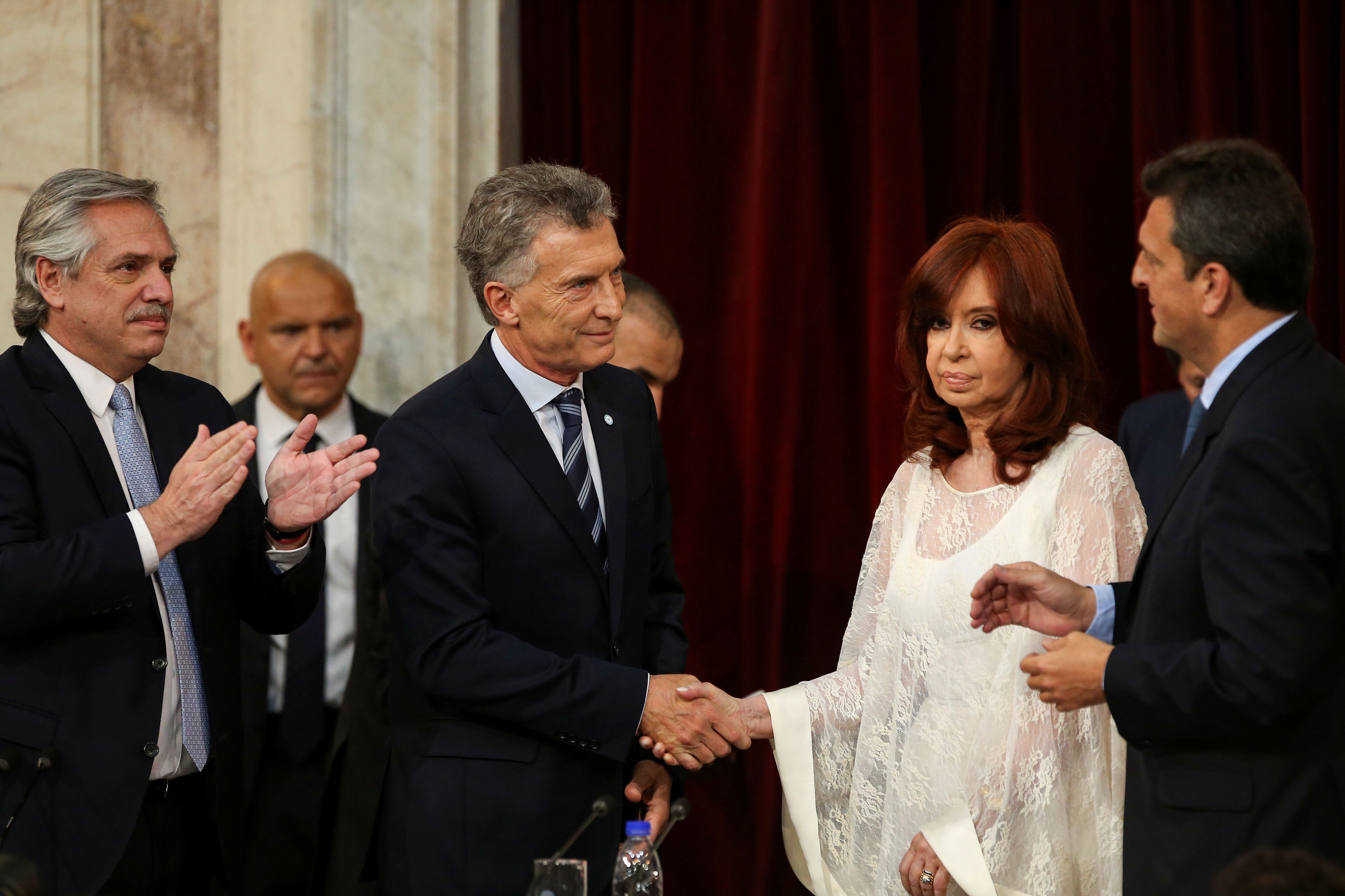 Los tres últimos presidentes de Argentina. Cristina Kirchner, Mauricio Macri y Alberto Fernández.