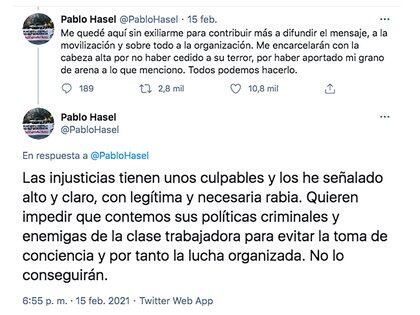 Pablo Hasél fue detenido (Twitter)