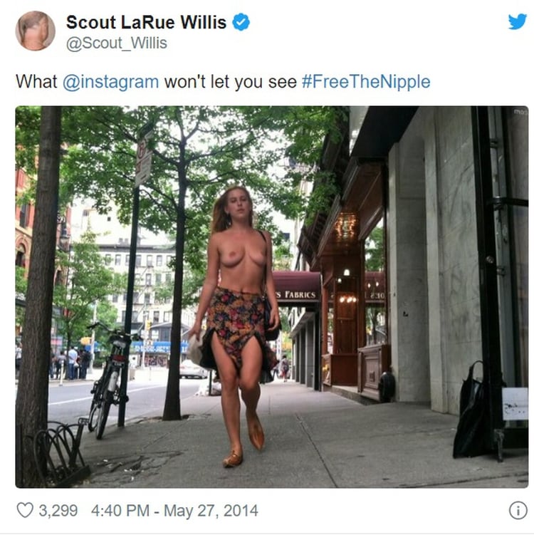 Scout Willis ha alzado la voz para permitir que se publiquen pezones femeninos en Instagram