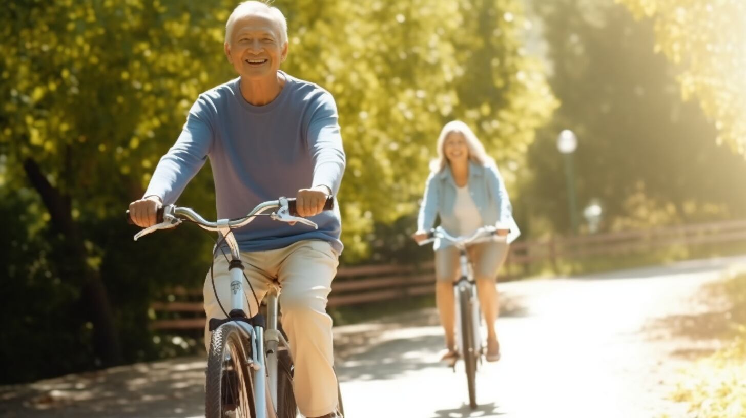 Pareja mayor, hombre y mujer, bicicleta, día soleado, felicidad y alegría, matrimonio, parque - Imagen Ilustrativa Infobae