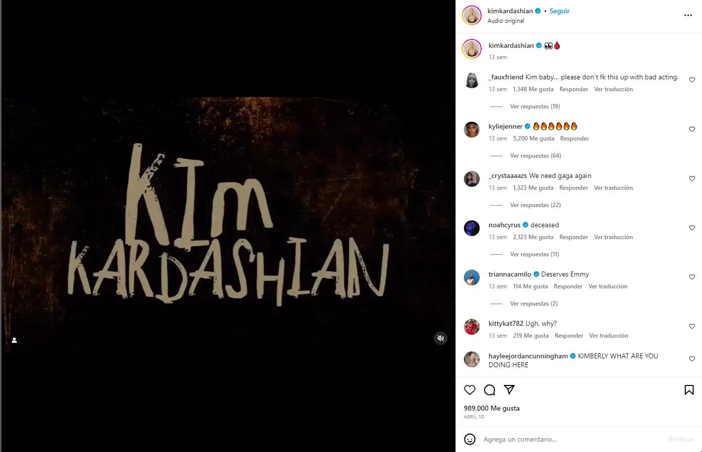 Kim Kardashian subió esta foto poco antes de su debut de American Horror Story. Muchos consideran que se trata de un truco publicitario
Foto: Instagram/Kim Kardashian