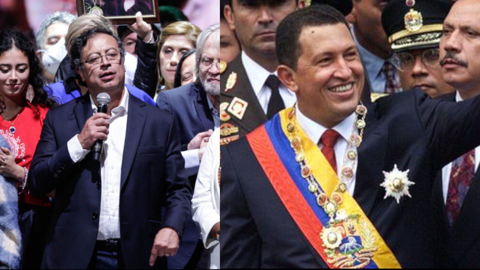 Gustavo Petro y Hugo Chávez. Fotos: Colprensa y Reuters