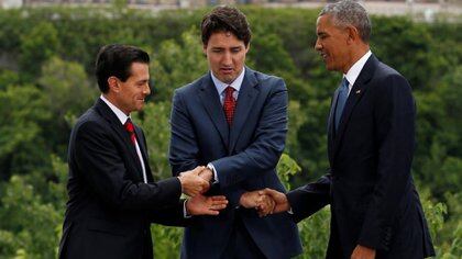 Enrique Peña Nieto, Justin Trudeau y Barack Obama en Ottawa celebraron una cumbre de América del Norte (Foto: Reuters)