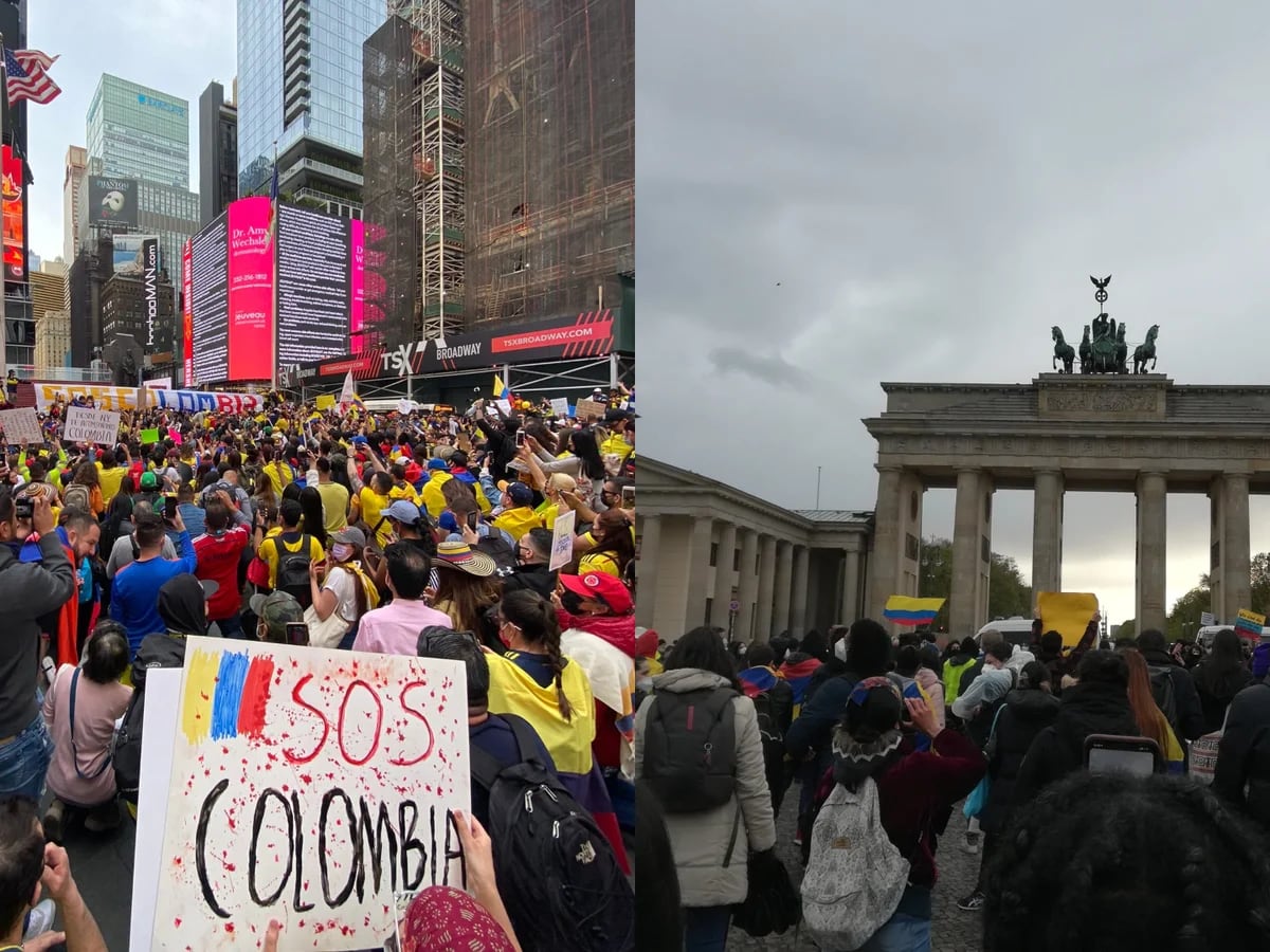 Times Square, Berlín y Bruselas, así fueron las masivas marchas de  colombianos en el exterior - Infobae