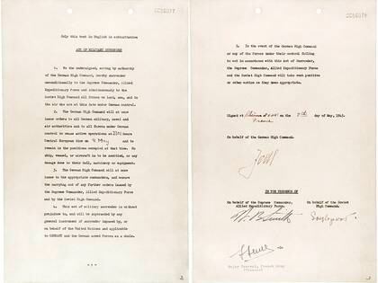 El documento firmado en Reims el 7 de mayo de 1945