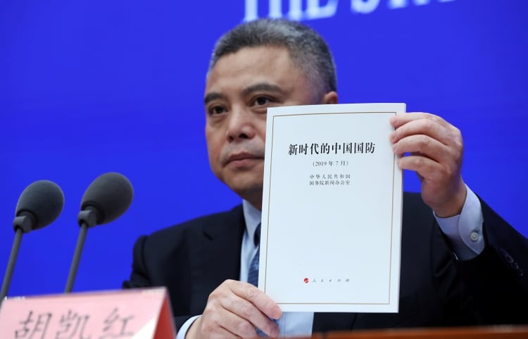 La presentación del “libro blanco” del Ejército chino (Reuters)