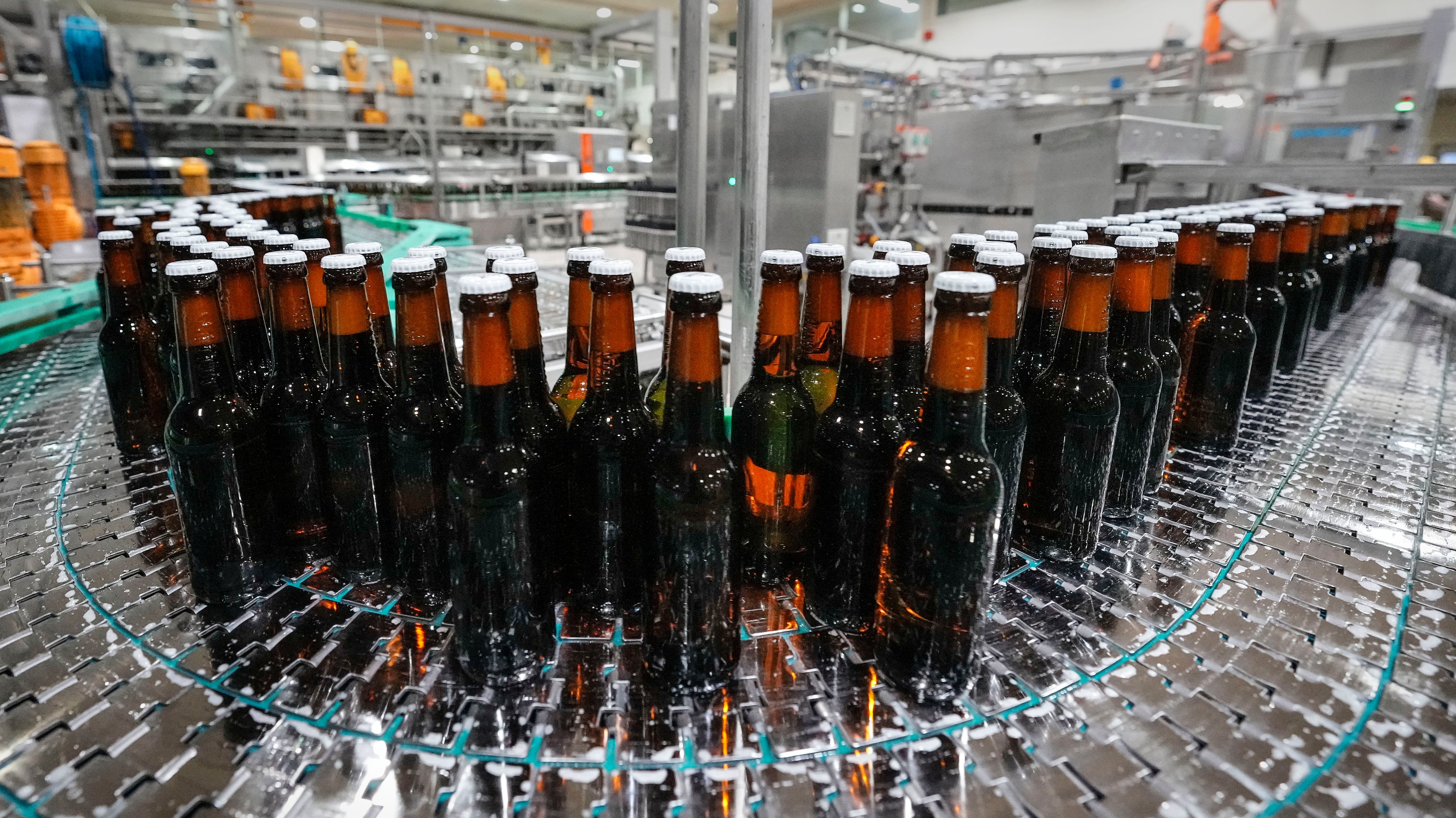 Las botellas de cerveza se sellan con taparroscas que requieren el uso de un destapador. Aquí un ejemplo de la marca Veltins, en Meschede, Alemania, el 24 de agosto de 2022. (AP Foto/Martin Meissner, archivo)