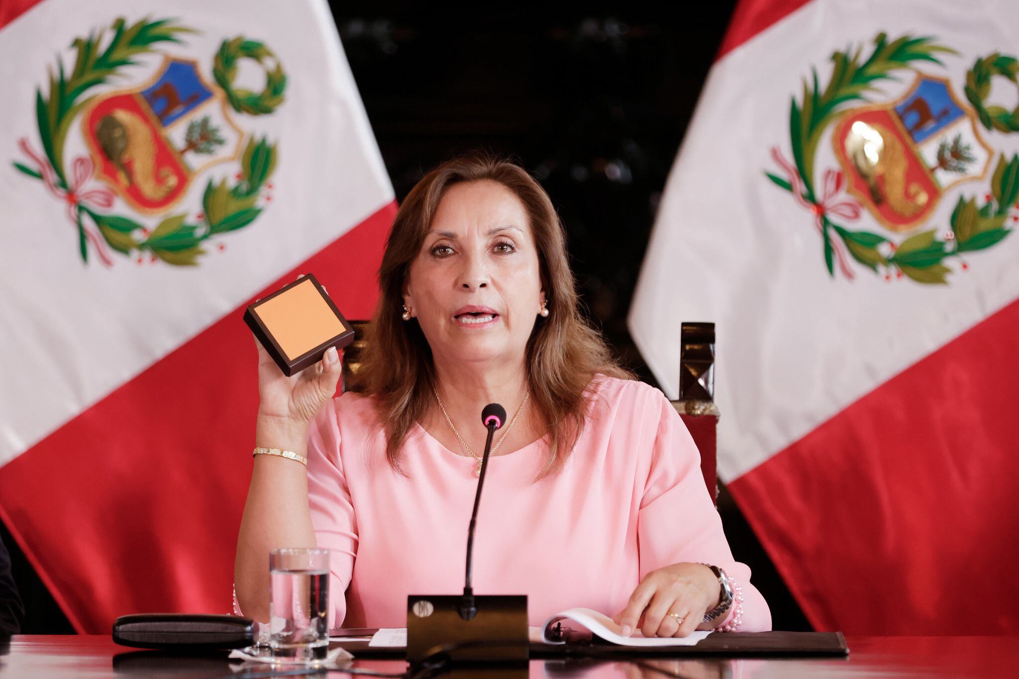 La presidenta Dina Boluarte en conferencia de prensa este 5 de abril. (Flickr Presidencia)